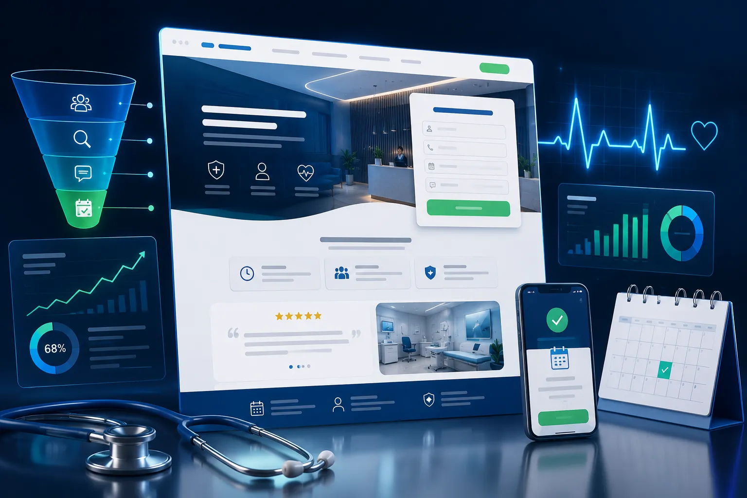 Landing page para clínica médica com elementos de conversão e captação de pacientes